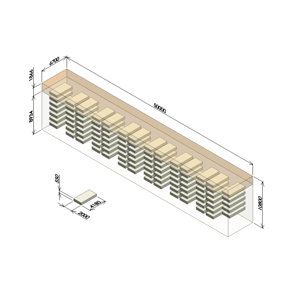 オーバーヘッド式長尺物保管システム